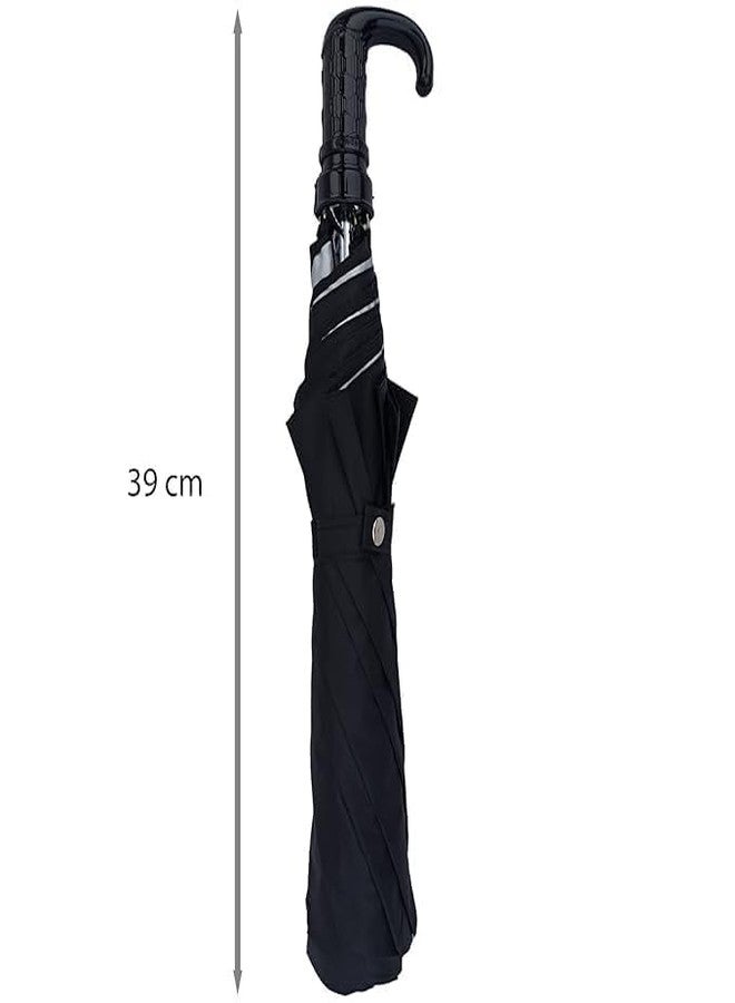 Ephemeral Full Black Umbrella For Men And Women | Windproof Travel 2Fold Umbrella For Rain | Manual Open And Close Umbrella Suitable For 1 Adult - Image 2